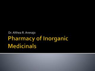 Pharmacy of Inorganic Medicinals