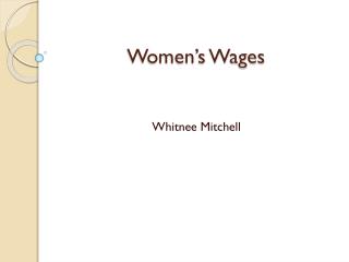 Women’s Wages