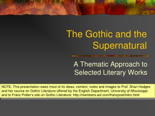 The Gothic and the Supernatural
