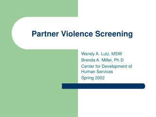 Partner Violence Screening