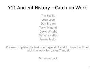 Y11 Ancient History – Catch-up Work