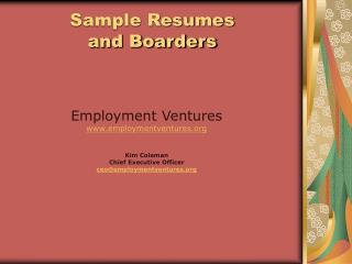 Sample Resumes and Boarders