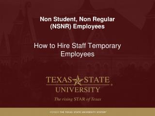 Non Student, Non Regular ( NSNR) Employees