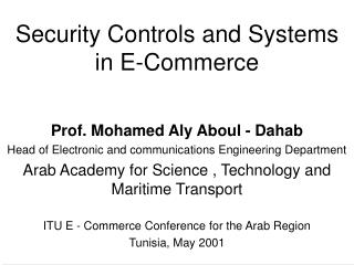 Security Controls and Systems in E-Commerce