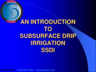 AN INTRODUCTION TO SUBSURFACE DRIP IRRIGATION SSDI
