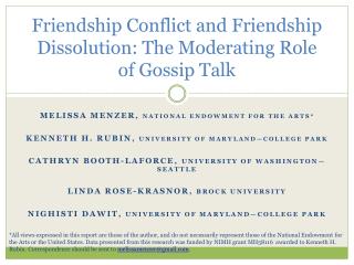 Friendship Conflict and Friendship Dissolution: The Moderating Role of Gossip Talk