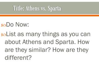 Title: Athens vs. Sparta