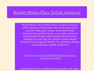 Bejubel Market Place Terbaik Indonesia
