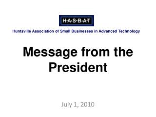 Message from the President