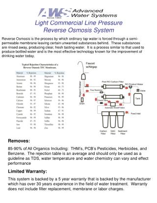 Light Commercial Line Pressure Reverse Osmosis System
