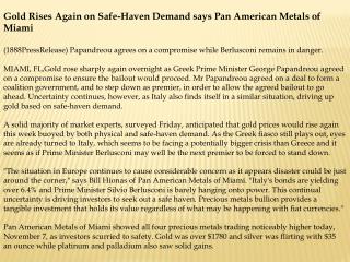 Gold Rises Again on Safe-Haven Demand says Pan American Meta