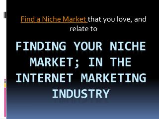 Finding your niche market in the internet marketing industry