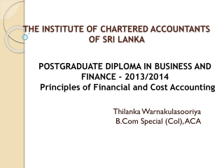 THE INSTITUTE OF CHARTERED ACCOUNTANTS OF SRI LANKA