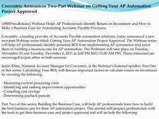 Corcentric Announces Two-Part Webinar on Getting Your AP Aut