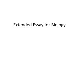 Extended Essay for Biology