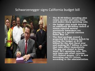 Schwarzenegger signs California budget bill