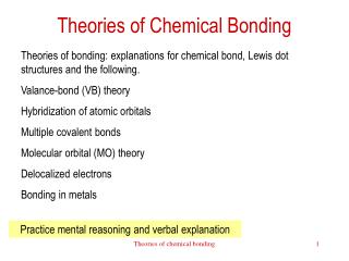 Theories of Chemical Bonding