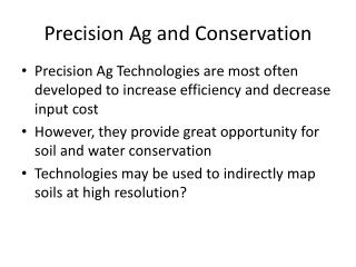 Precision Ag and Conservation