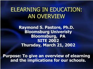 ELEARNING IN EDUCATION: AN OVERVIEW