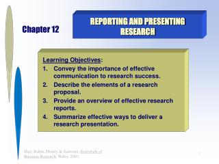 REPORTING AND PRESENTING RESEARCH