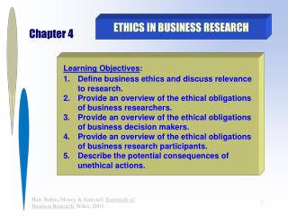 ETHICS IN BUSINESS RESEARCH