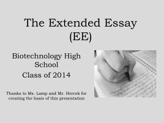 The Extended Essay (EE)