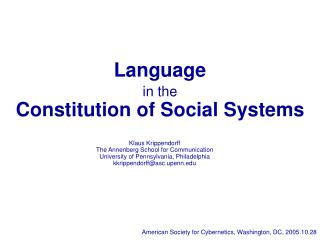 Language in the Constitution of Social Systems