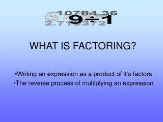 WHAT IS FACTORING?
