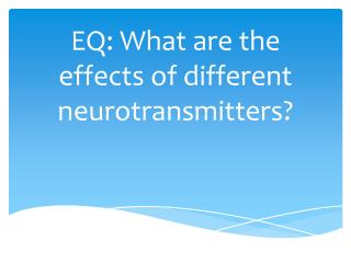 EQ: What are the effects of different neurotransmitters?