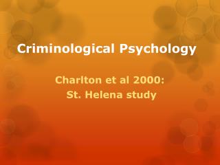 Criminological Psychology