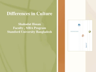 Differences in Culture Shahadat Hosan Faculty , MBA Program Stamford University Bangladesh
