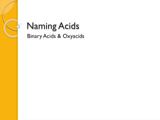 Naming Acids