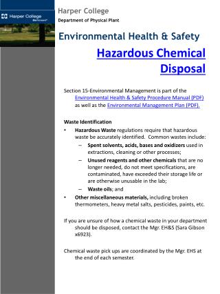 Hazardous Chemical Disposal