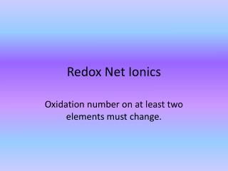Redox Net Ionics