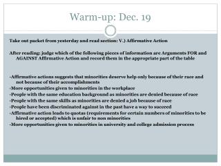 Warm-up: Dec. 19
