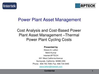 Power Plant Asset Management