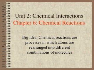 Unit 2: Chemical Interactions Chapter 6: Chemical Reactions