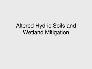 Altered Hydric Soils and Wetland Mitigation