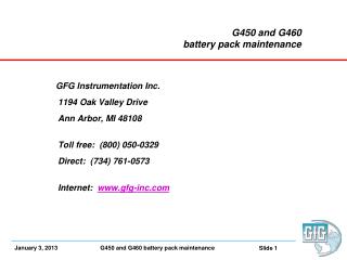 G450 and G460 battery pack maintenance