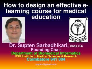 How to design an effective e-learning course for medical education