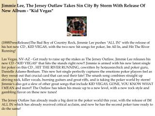 Jimmie Lee, The Jersey Outlaw Takes Sin City By Storm With R