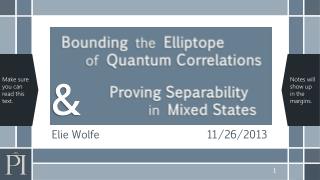 Bounding the Elliptope of Quantum Correlations Proving Separability in Mixed States