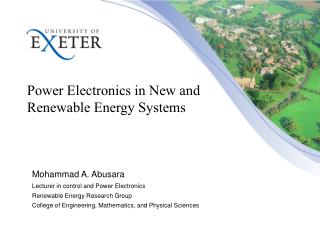 Power Electronics in New and Renewable Energy Systems