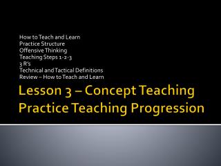 Lesson 3 – Concept Teaching Practice Teaching Progression