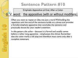Sentence Pattern #10