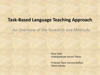 Task-Based Language Teaching Approach