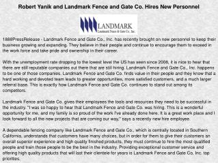 Robert Yanik and Landmark Fence and Gate Co.