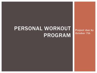 Personal Workout Program
