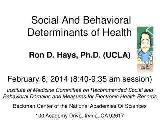 Social And Behavioral Determinants of Health