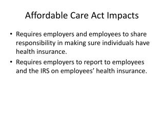 Affordable Care Act Impacts